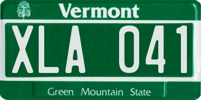 VT license plate XLA041