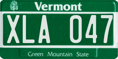 VT license plate XLA047