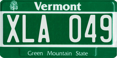 VT license plate XLA049