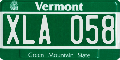 VT license plate XLA058