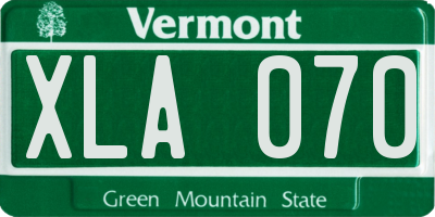 VT license plate XLA070