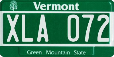 VT license plate XLA072