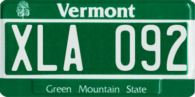 VT license plate XLA092