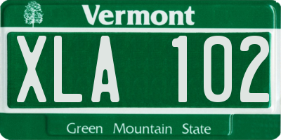 VT license plate XLA102