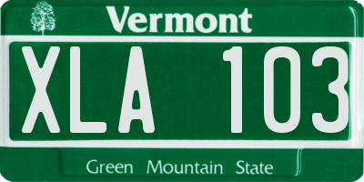VT license plate XLA103