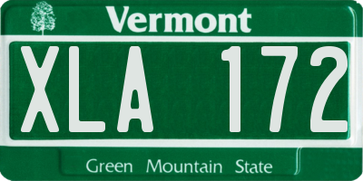 VT license plate XLA172