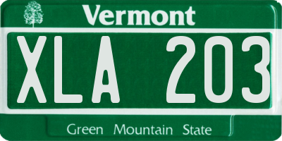 VT license plate XLA203