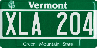 VT license plate XLA204