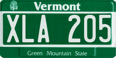 VT license plate XLA205