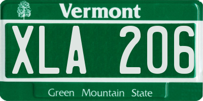VT license plate XLA206