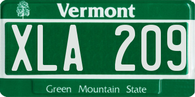 VT license plate XLA209