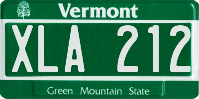 VT license plate XLA212
