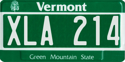 VT license plate XLA214