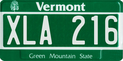 VT license plate XLA216