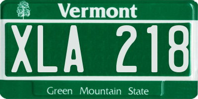 VT license plate XLA218