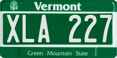 VT license plate XLA227