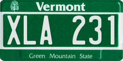 VT license plate XLA231