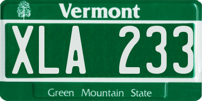 VT license plate XLA233