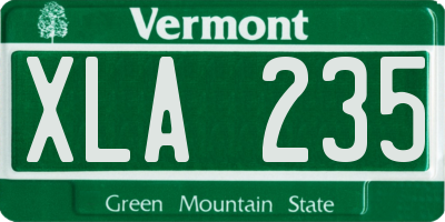 VT license plate XLA235