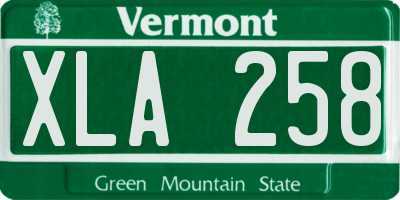 VT license plate XLA258