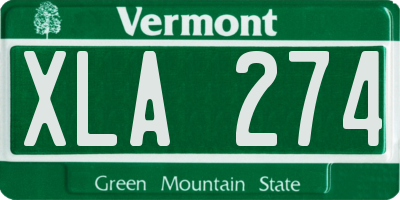 VT license plate XLA274