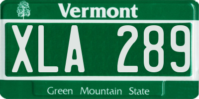 VT license plate XLA289