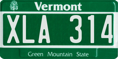 VT license plate XLA314
