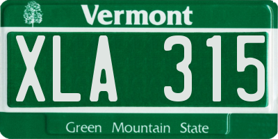 VT license plate XLA315