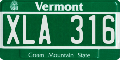 VT license plate XLA316