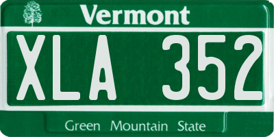 VT license plate XLA352