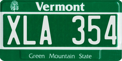 VT license plate XLA354