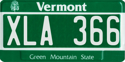 VT license plate XLA366