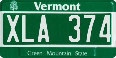 VT license plate XLA374