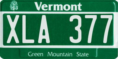 VT license plate XLA377