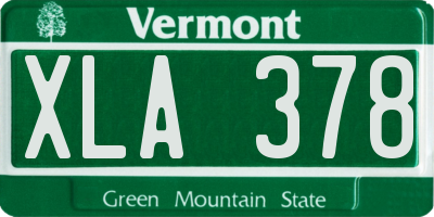 VT license plate XLA378