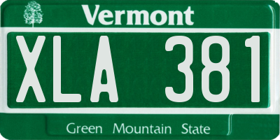 VT license plate XLA381