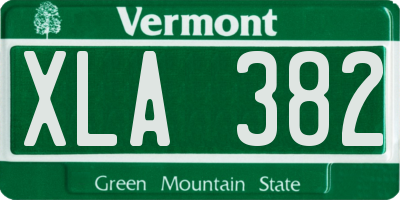 VT license plate XLA382