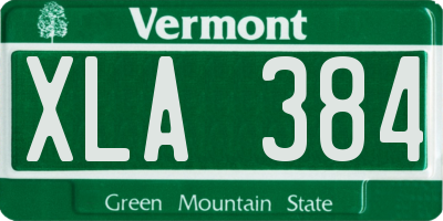 VT license plate XLA384