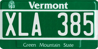 VT license plate XLA385