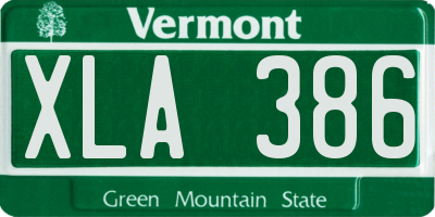 VT license plate XLA386
