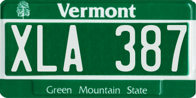 VT license plate XLA387