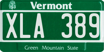 VT license plate XLA389