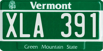 VT license plate XLA391