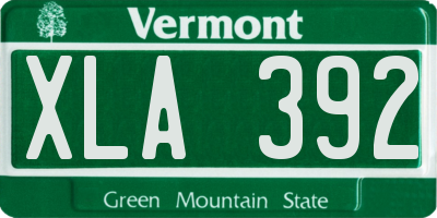 VT license plate XLA392