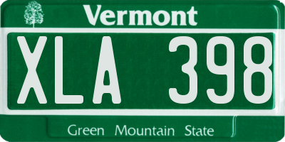 VT license plate XLA398