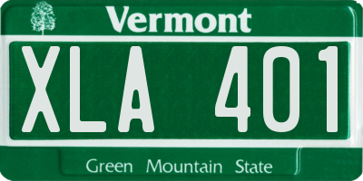 VT license plate XLA401