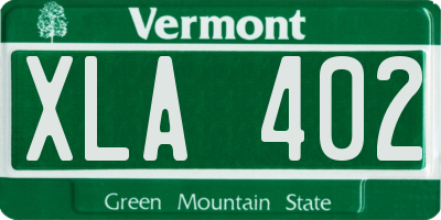 VT license plate XLA402