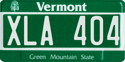VT license plate XLA404