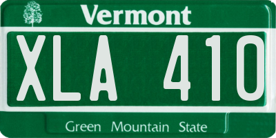 VT license plate XLA410