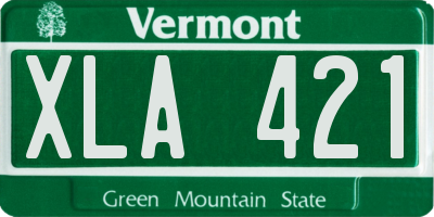 VT license plate XLA421